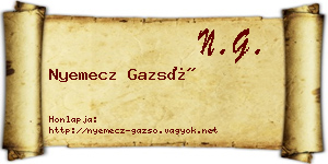 Nyemecz Gazsó névjegykártya